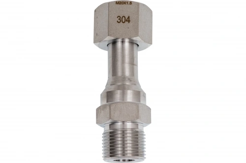 Фитинг резьбовой М20х1,5/М20х1,5 (внутр.накидная гайка - наруж.), нерж.сталь 08Х18Н10 УТ000019275
